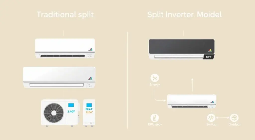 Qual é a diferença entre um ar condicionado split e um split inverter